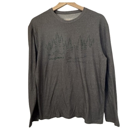 Voormi Other - Voormi Shirt Mens Gray Long Sleeve Cotton Mountain Graphics Crew Neck Tee Med